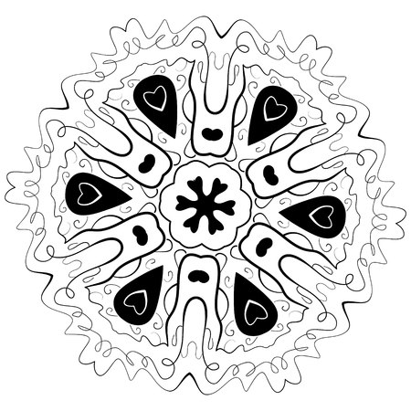 Coloring Book Mandala. Outline mandala. Line mandala, isolated mandala. Page mandala, intricate mandala. mandala. Mandala design. Black mandala. Flourish mandalaのイラスト素材