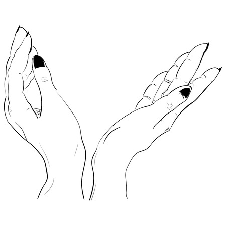 ink sketch two hands holding somethingのイラスト素材