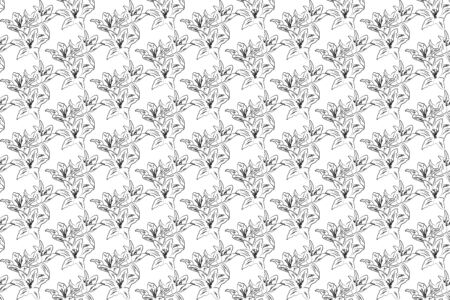 background decorative lily flowers on white background. Seamless pattern with hand drawn liliesのイラスト素材