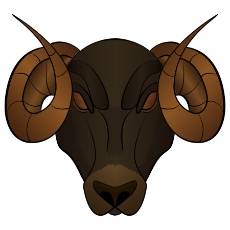 Cartoon Brown Ram head mascot Vector illustrationのイラスト素材