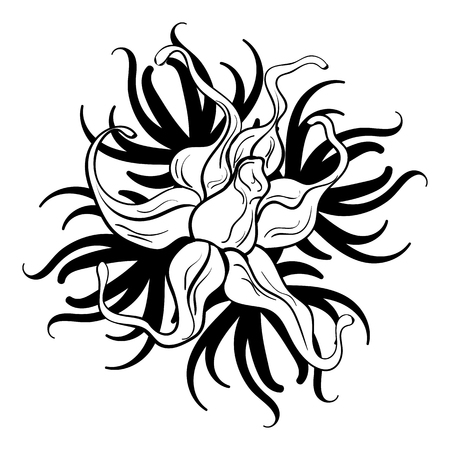 Black and white flower tattoo beautiful black and white flower with imitation lace, eyelets, design elementのイラスト素材
