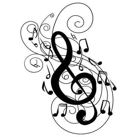Swirl whirl treble clef key hand drawn doodle isolated vector tattoo sketch music keyのイラスト素材