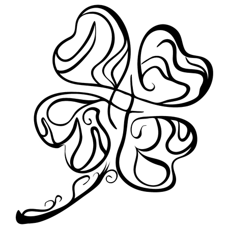 Hand drawn Four Leaf Clover. Saint Patricks Day. Vector Isolated illustrationのイラスト素材