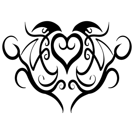 Abstract heart tribal tattoo design vector Illustration isolated on white background.のイラスト素材