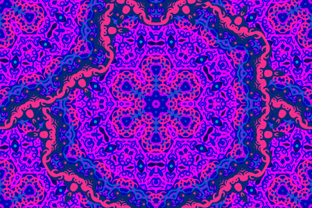 Vector Hand drawn zentangle magenta, beige and violet colors. Seamless pattern ethnic mandalas.