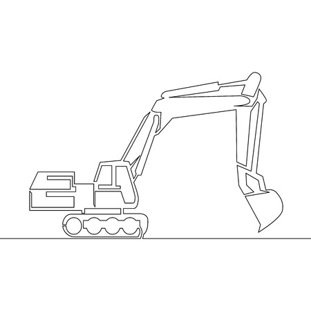 Continuous line drawing Excavator icon. Logo element illustration. Simple Excavator concept vector illustrationのイラスト素材