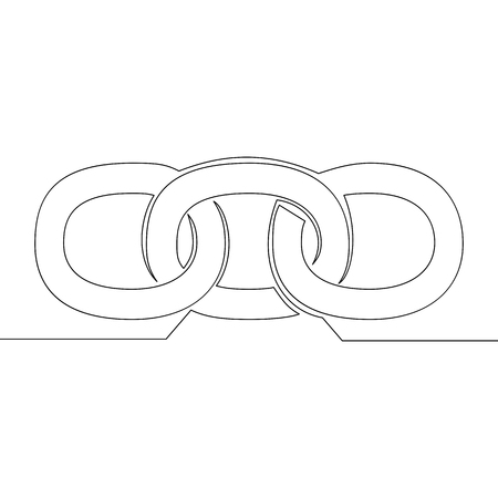 Single continuous line art blockchain link silhouette. Linking sigh outline drawing vector illustrationのイラスト素材