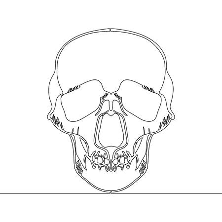 Continuous one line drawn skull X-ray Minimalistic Outline Icon Pictogram Symbol vector illustrationのイラスト素材