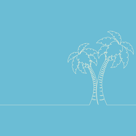 Continuous one line drawing palm tree single line drawing Line art vector illustrationのイラスト素材