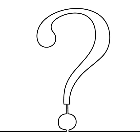 Continuous line question mark drawn single black line One line drawing vector illustrationのイラスト素材