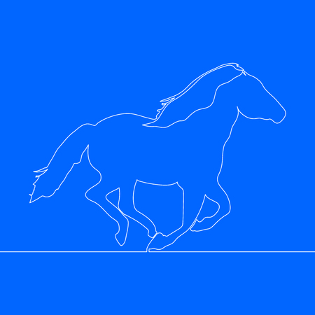 One line horse design silhouette Hand drawn minimalism style vector illustrationのイラスト素材