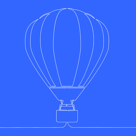 Vector illustration outline hot air balloon Isolated continuous line icon cartoon air balloon vector illustration conceptのイラスト素材