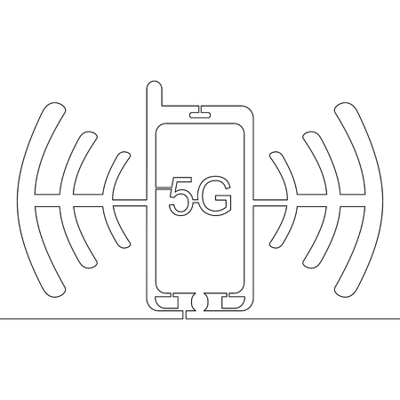 Continuous line drawing 5g icon on white background vector concept icon illustrationのイラスト素材