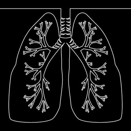 Single continuous line art anatomical human lungs smoking concept tuberculosis outline drawing vector illustrationのイラスト素材