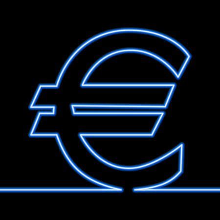 One line drawing of euro sign continuous line glowing neon vector illustration conceptのイラスト素材