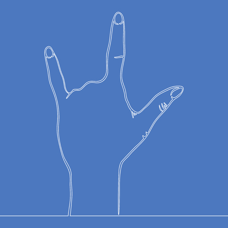 Continuous one line hand in rock gesture vector illustration conceptのイラスト素材