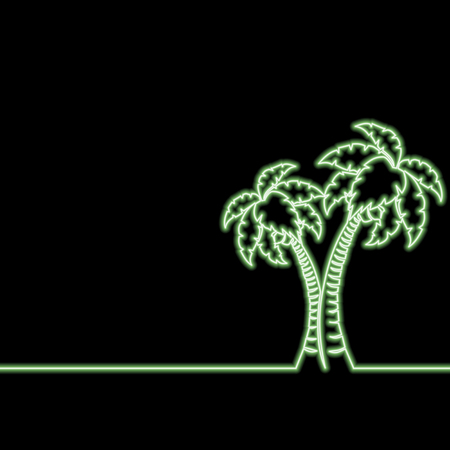 Single continuous line drawing Palms neon glow vector illustration conceptのイラスト素材