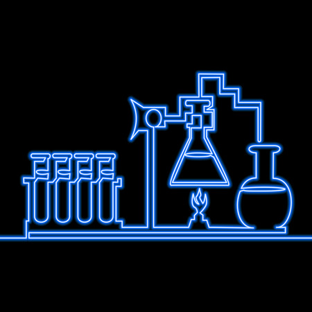 Single continuous line drawing chemistry icon Medicine icon neon glow vector illustration conceptのイラスト素材