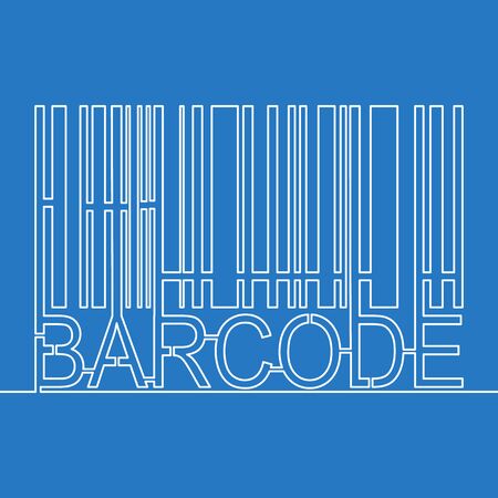 Continuous one single line drawing Barcode label linear icon vector illustration conceptのイラスト素材