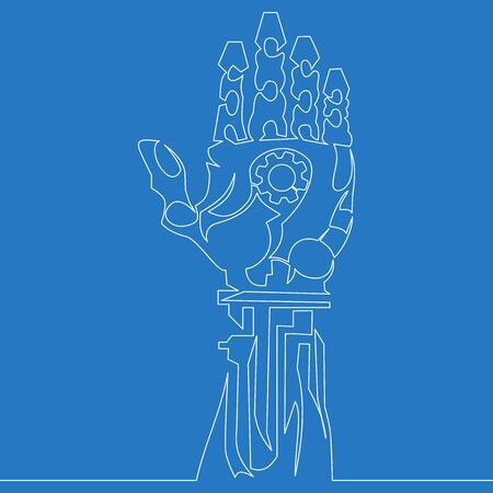 Continuous one line drawing Robotic arm icon vector illustration conceptのイラスト素材