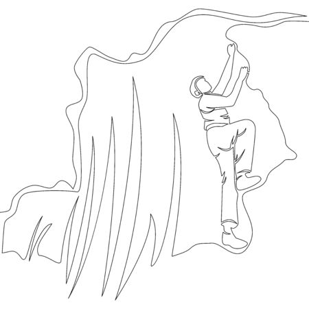 Continuous one single line drawing climber vector illustration climbing conceptのイラスト素材