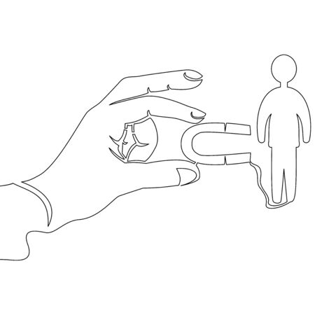 Continuous one single line drawing magnet customer retention icon vector illustration conceptのイラスト素材