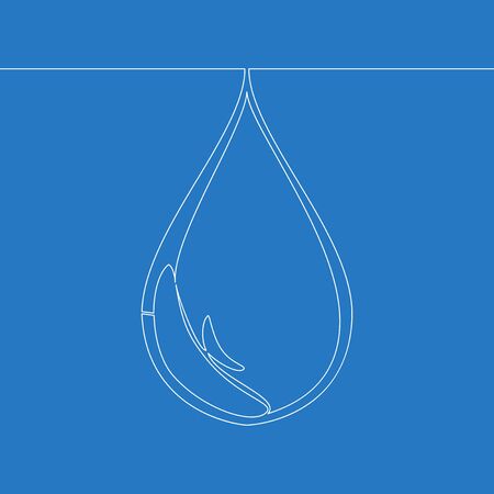 Continuous one single line drawing Water drop Nature ecology environment icon vector illustration conceptのイラスト素材