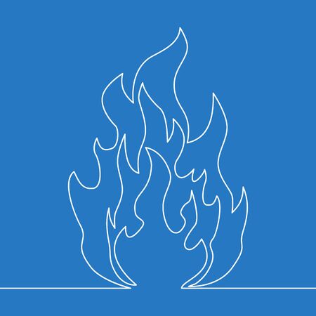 Continuous one single line drawing fire icon vector illustration conceptのイラスト素材