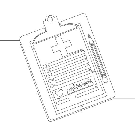 Continuous one single line drawing medical diagnosis outline icon vector illustration conceptのイラスト素材