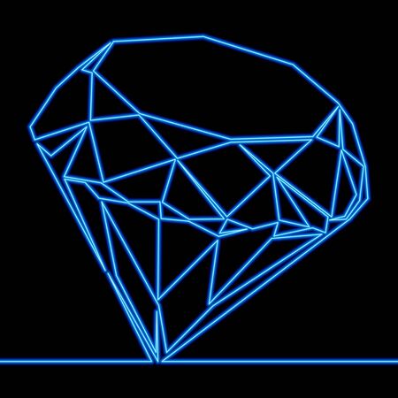 Continuous one line drawing Jewelry diamond icon neon glow vector illustration conceptのイラスト素材