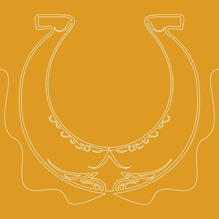 Continuous one single line drawing horseshoe luck icon vector illustration conceptのイラスト素材