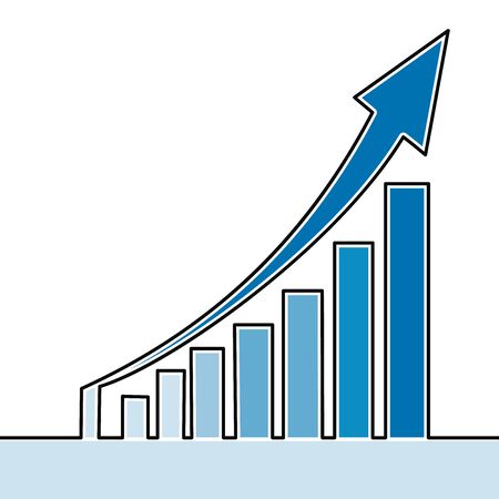 Flat colorful continuous line art drawing profit growth graph icon vector illustration conceptのイラスト素材