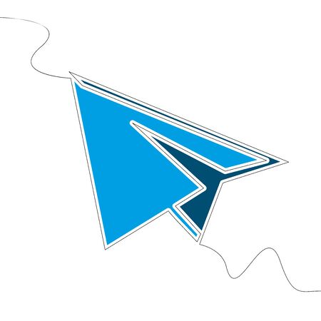 Flat colorful continuous drawing line art Paper plane icon vector illustration conceptのイラスト素材