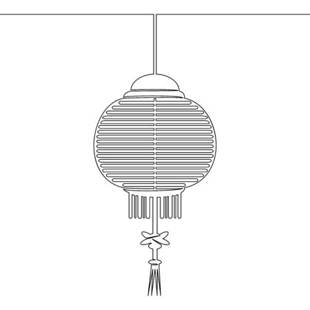 Continuous one line drawing Chinese paper lantern icon vector illustration conceptのイラスト素材