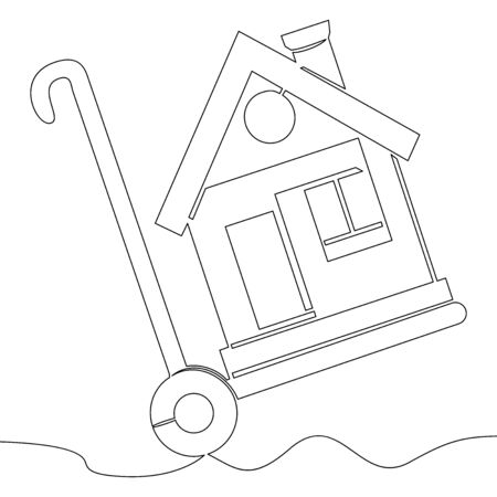 Continuous one single line drawing new home purchase house icon vector illustration conceptのイラスト素材