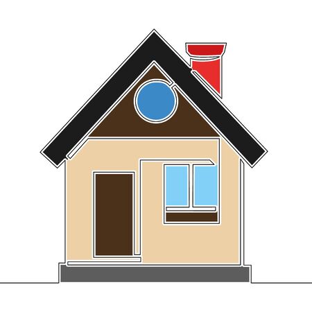 Flat colorful continuous drawing line art house icon vector illustration conceptのイラスト素材