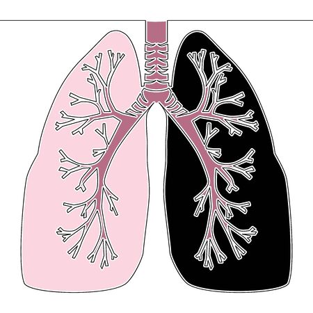 Flat colorful continuous drawing line art sick Lungs icon vector illustration conceptのイラスト素材
