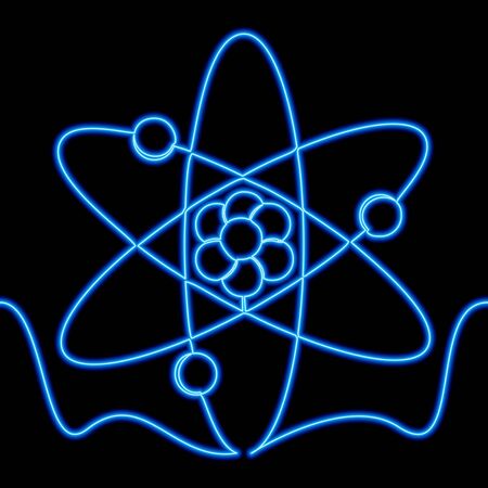 Continuous one single line drawing Abstract atom icon neon glow vector illustration conceptのイラスト素材