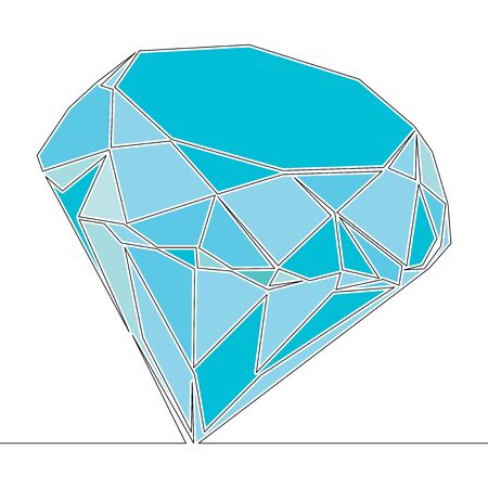 Flat continuous drawing line art Diamond icon vector illustration conceptのイラスト素材