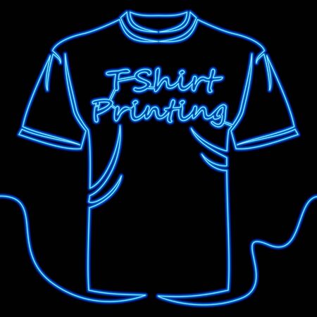Continuous one single line drawing T-shirt printing blue icon neon glow vector illustration conceptのイラスト素材
