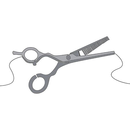 Flat colorful continuous drawing line art Hair scissors icon vector illustration conceptのイラスト素材