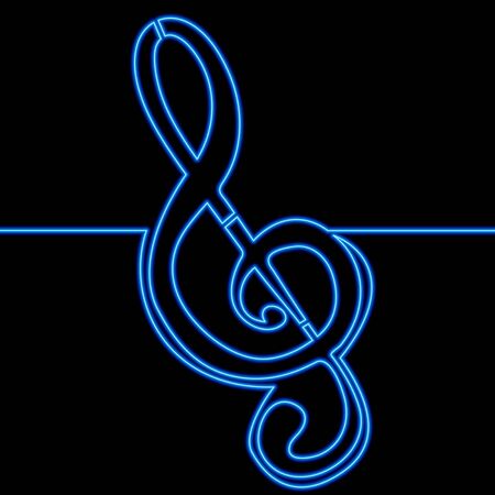 Continuous one single line drawing Treble clef Classical music concert icon neon glow vector illustration conceptのイラスト素材