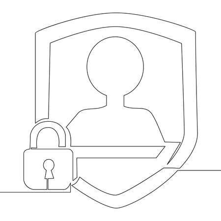 Continuous one single line drawing personal data icon vector illustration conceptのイラスト素材
