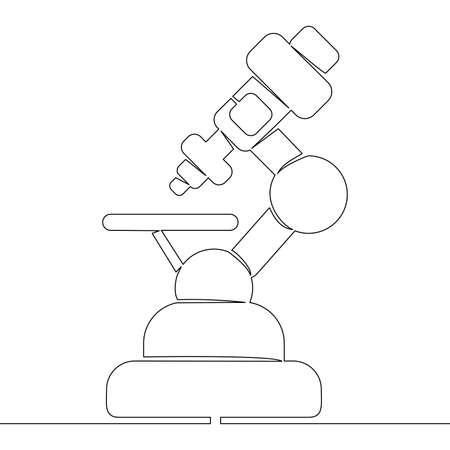 Continuous one single line drawing scientific microscope icon vector illustration conceptのイラスト素材