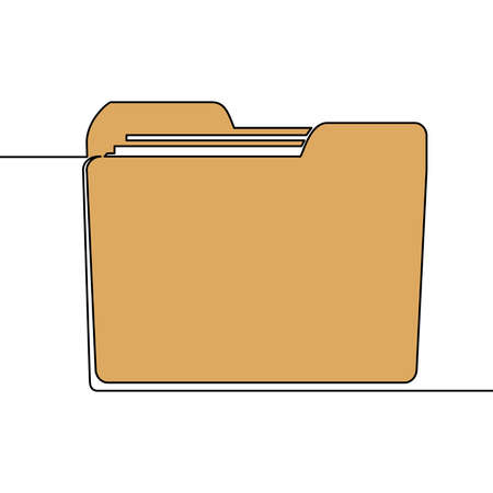 Flat colorful continuous drawing line art folder icon vector illustration conceptのイラスト素材
