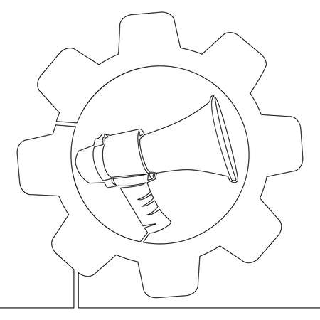 Continuous one single line drawing Megaphone propaganda icon vector illustration conceptのイラスト素材