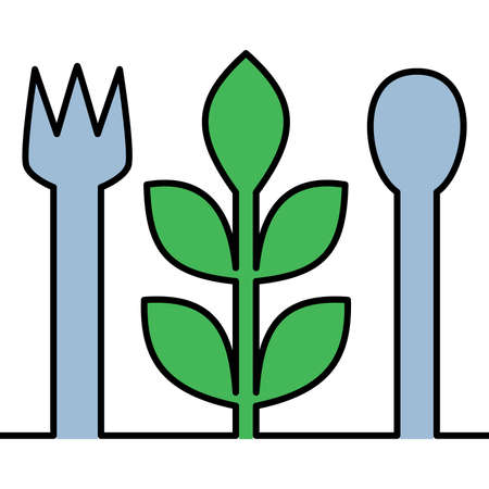 Flat colorful continuous drawing line art vegetarian food icon vector illustration conceptのイラスト素材