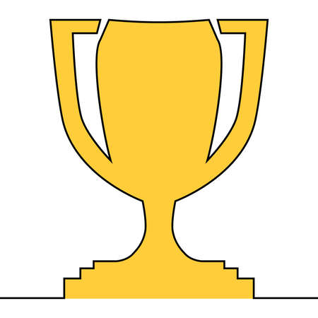 Flat colorful continuous drawing line art Champions winning Cup icon vector illustration conceptのイラスト素材