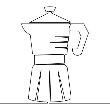 Continuous one single line drawing geyser coffee maker icon vector illustration conceptのイラスト素材