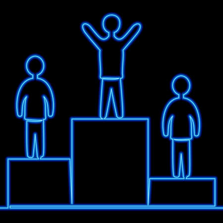 Continuous one single line drawing Winners podium three levels icon neon glow vector illustration conceptのイラスト素材
